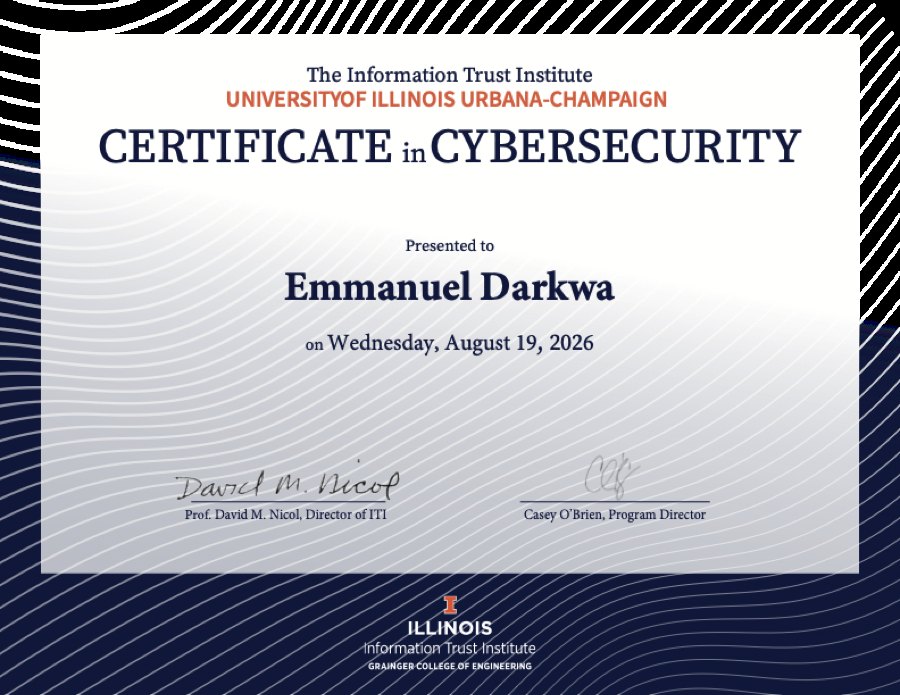 Certificate in Cybersecurity, Information Trust Institute, UIUC